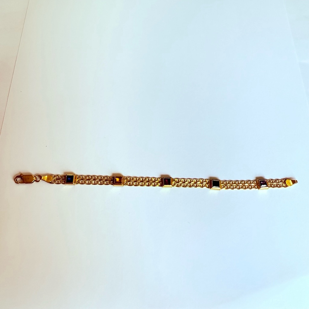 Estate 10k Solid Gold Ruby Sapphire Emerald Ancho… - image 2